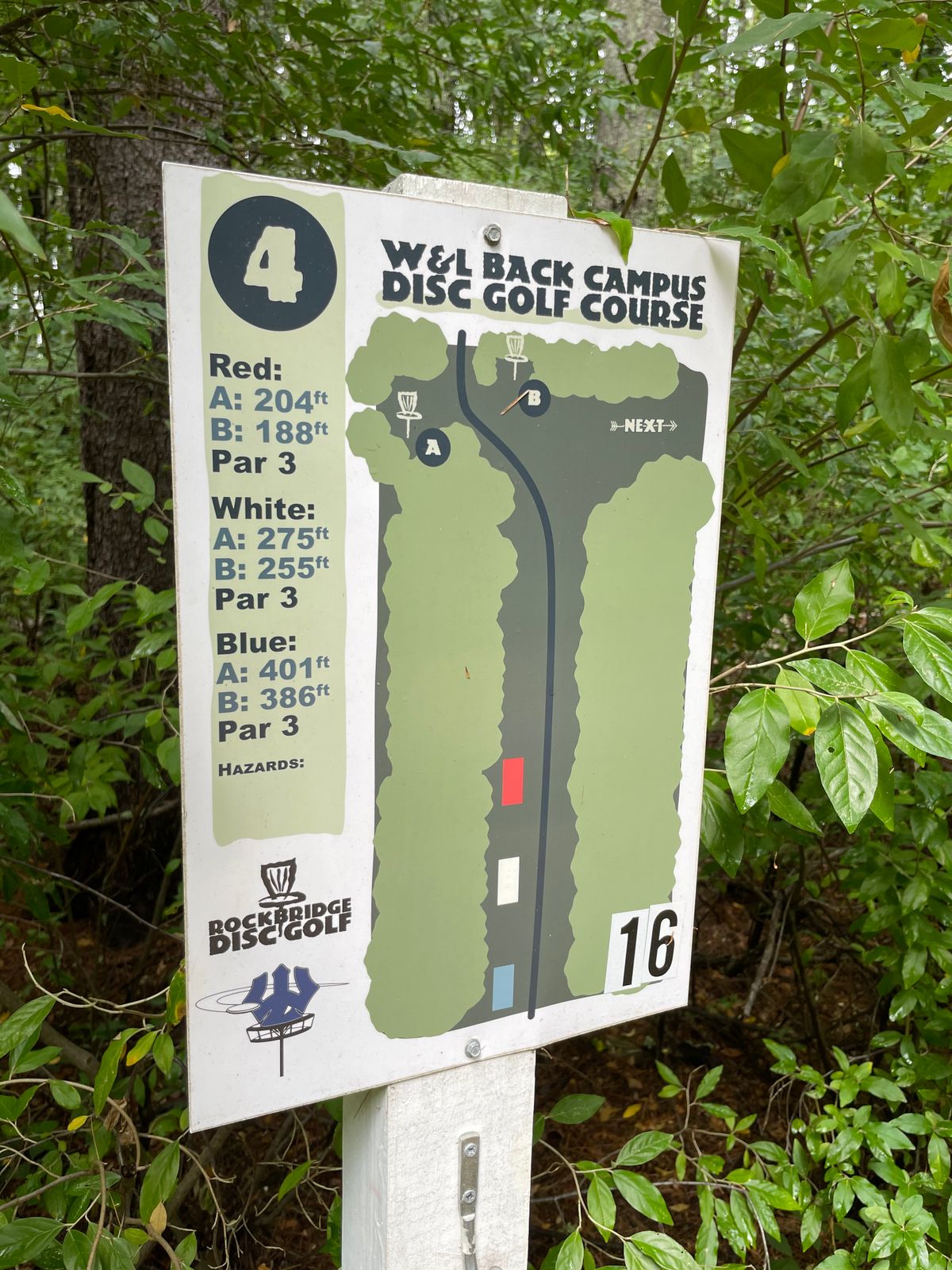 Typical hole signage.
