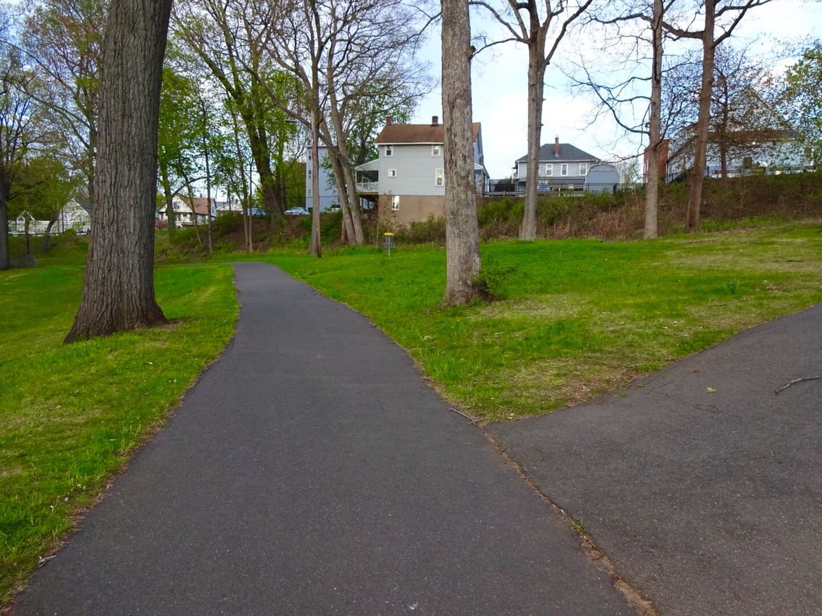 Hole 4B basket, both paths are OB