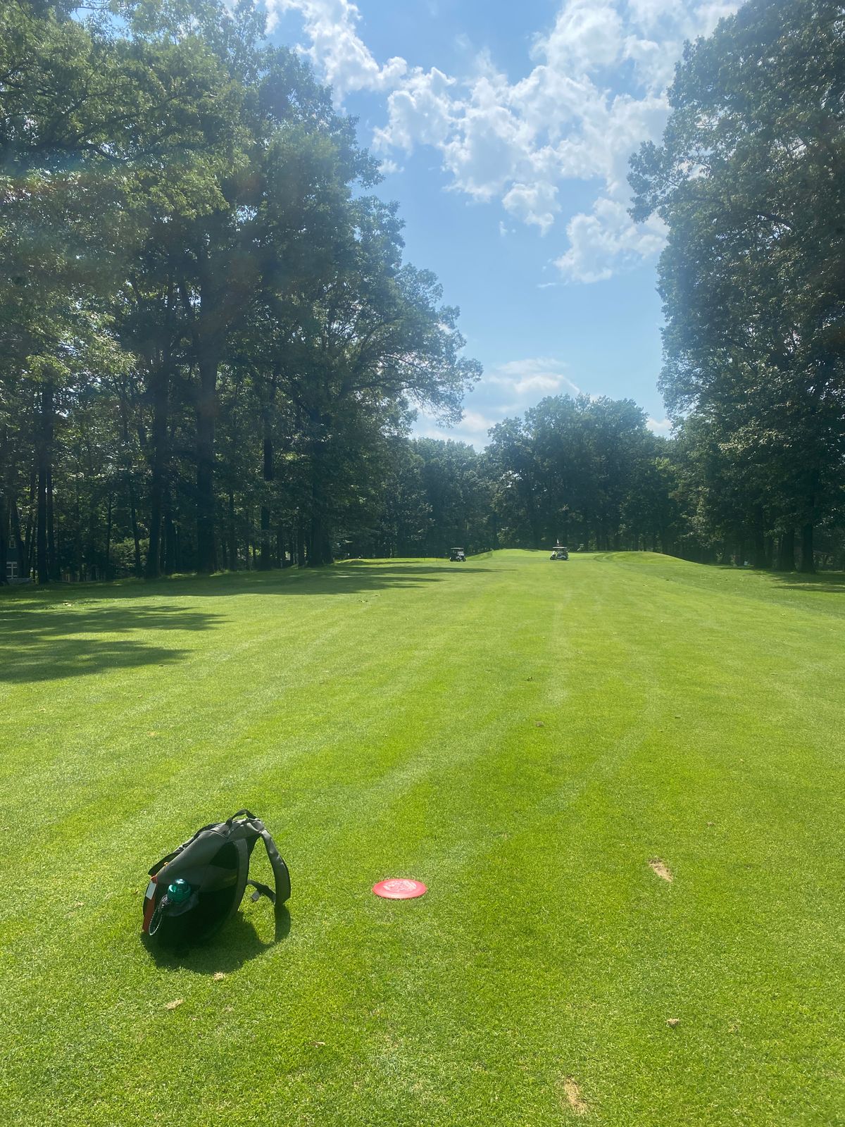 For illustration only. Do not drop your bag on the fairway. Some target zones are on the fairway.