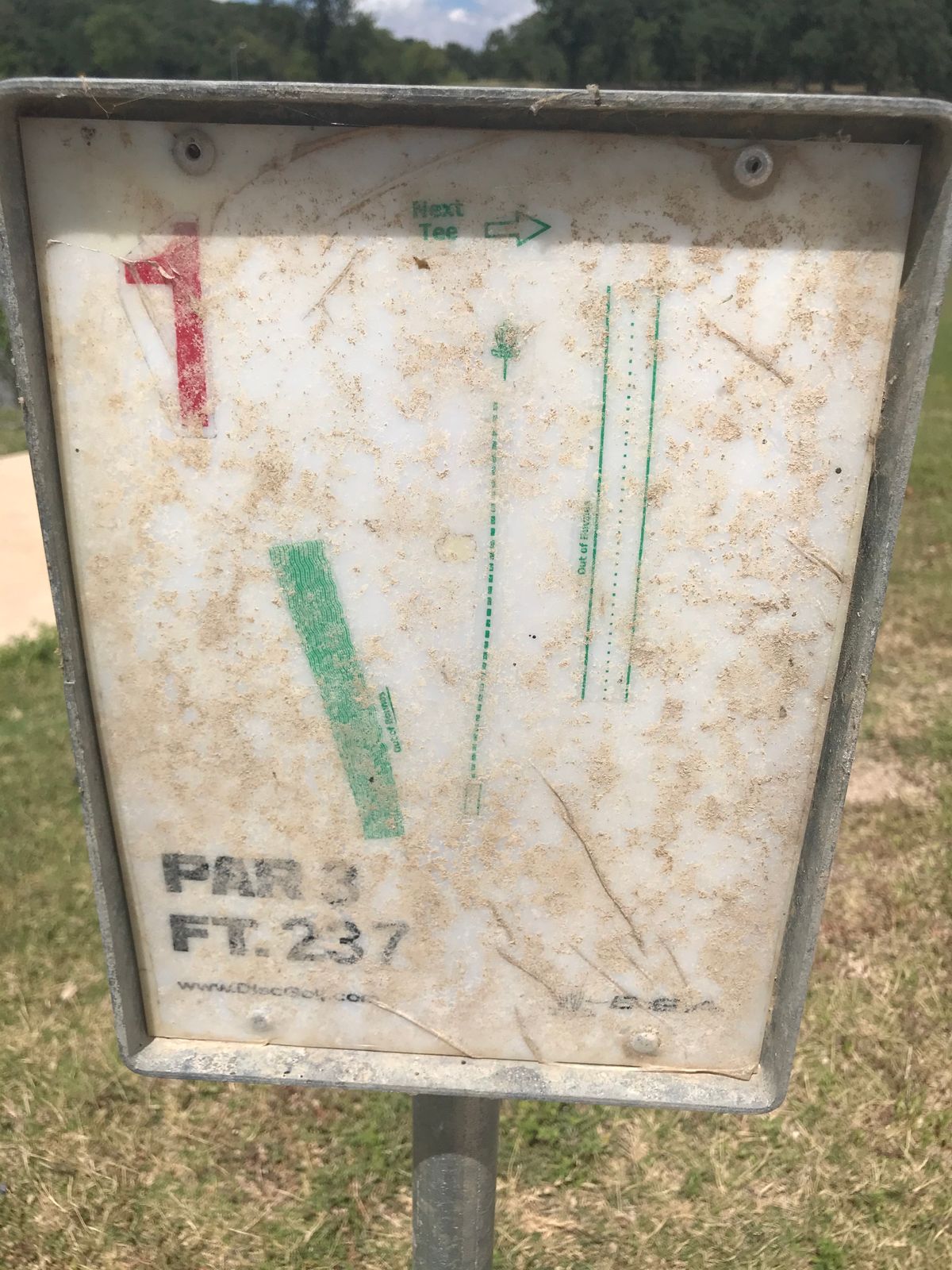 Hole 1 tee sign
