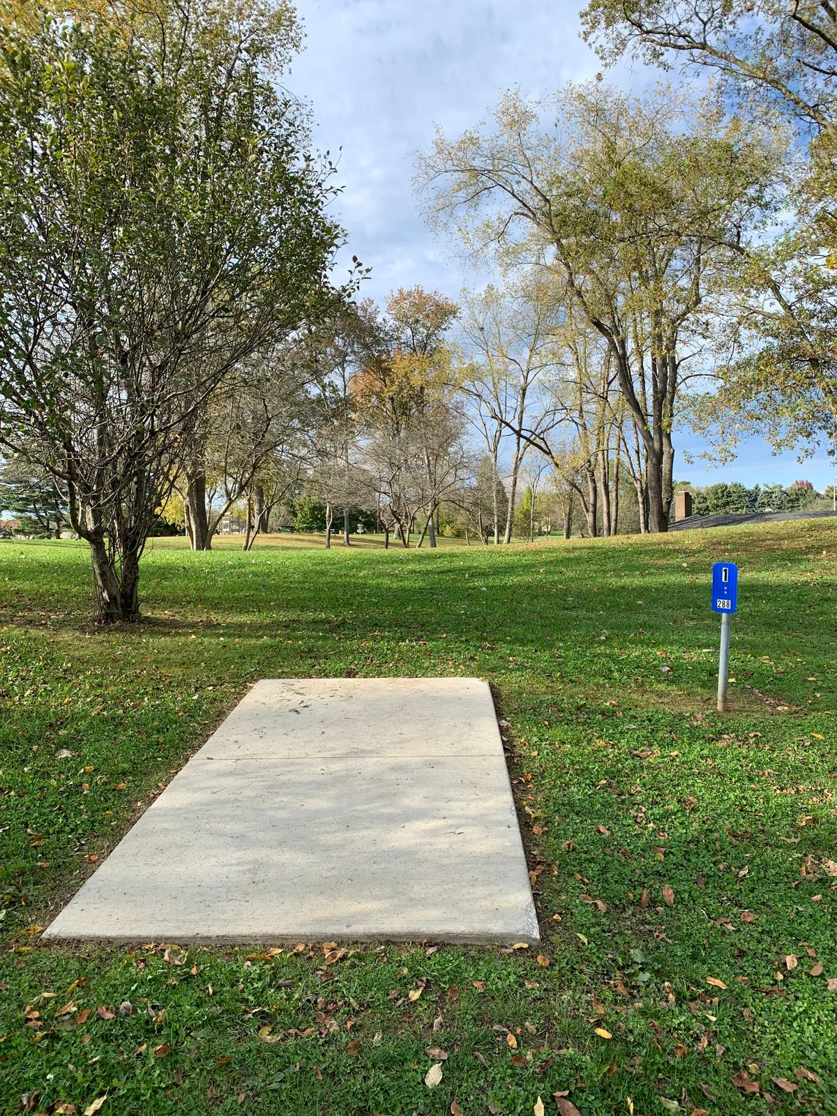New hole #1 with blue signs 1-14.