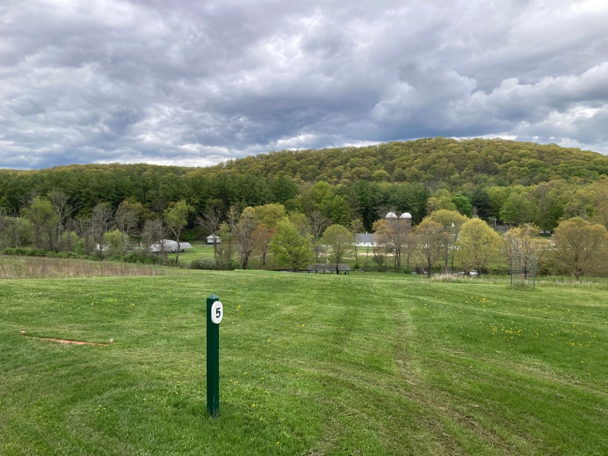 Red Tee Pad #5 lookin towards the basket