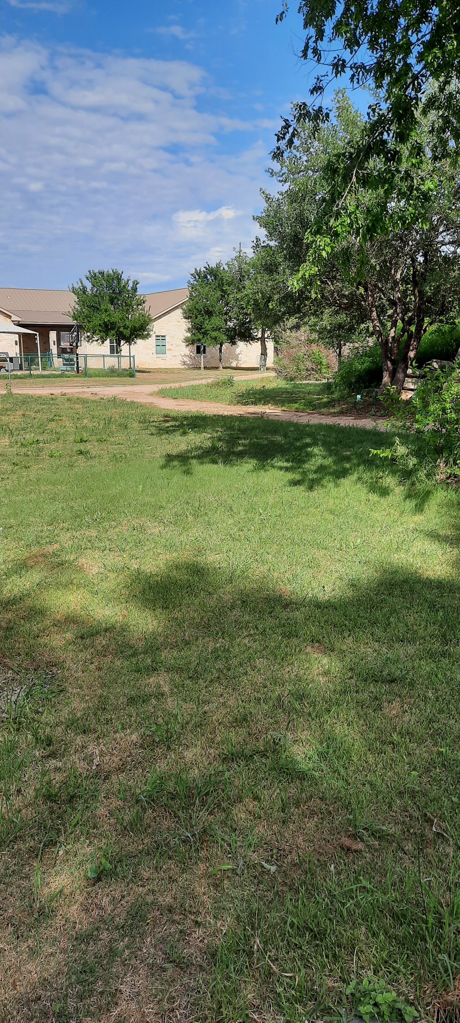 Hole 8 from teepad. Basket is along the track, OB right