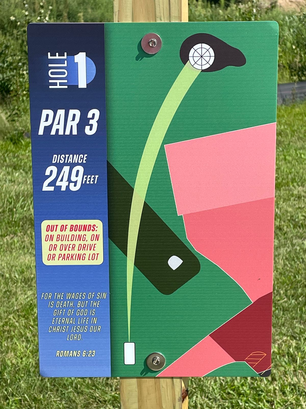 Hole 1 tee sign
