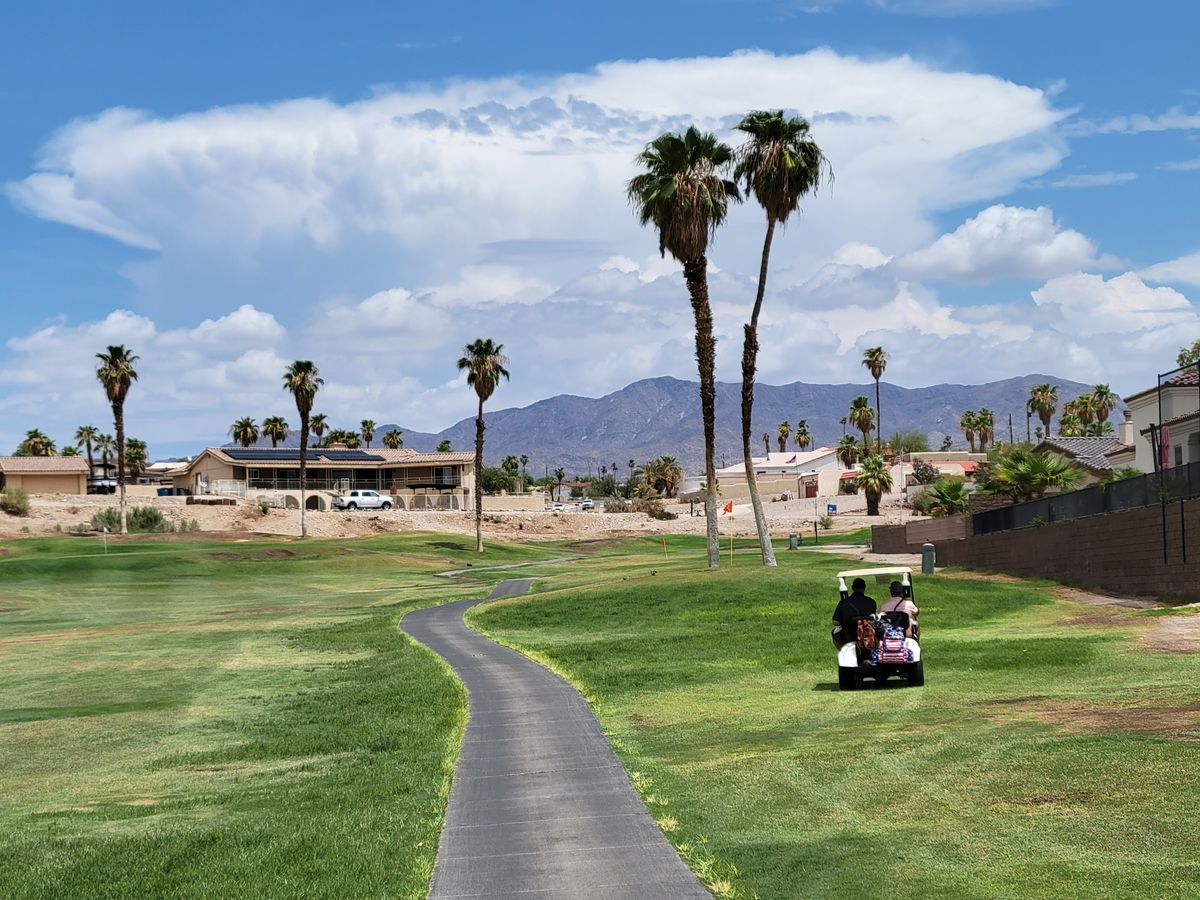 Monsoon clouds over the fairway on hole 9.