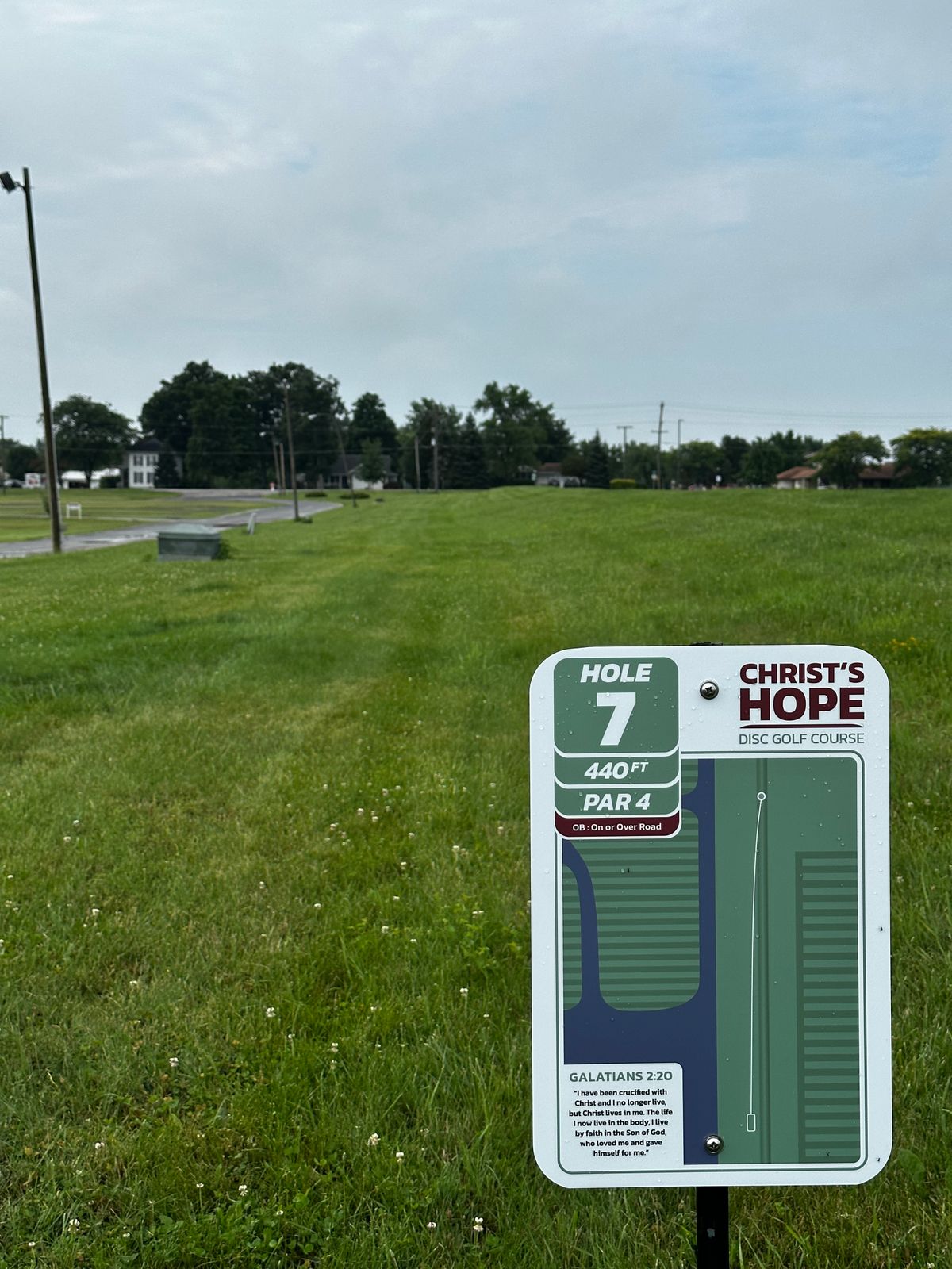 Hole 7 - 440 ft. Par 4. Straight shot on top of hill. OB: on or over road.