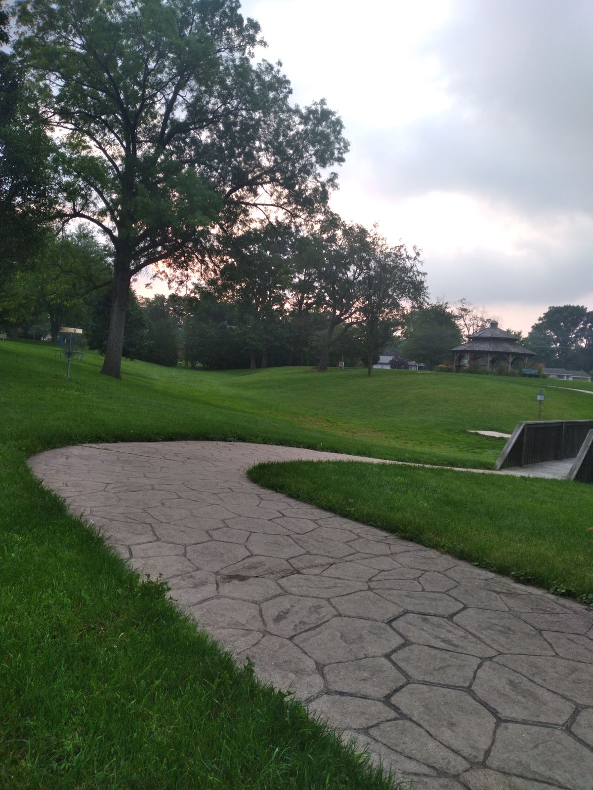 Walk way through the park.