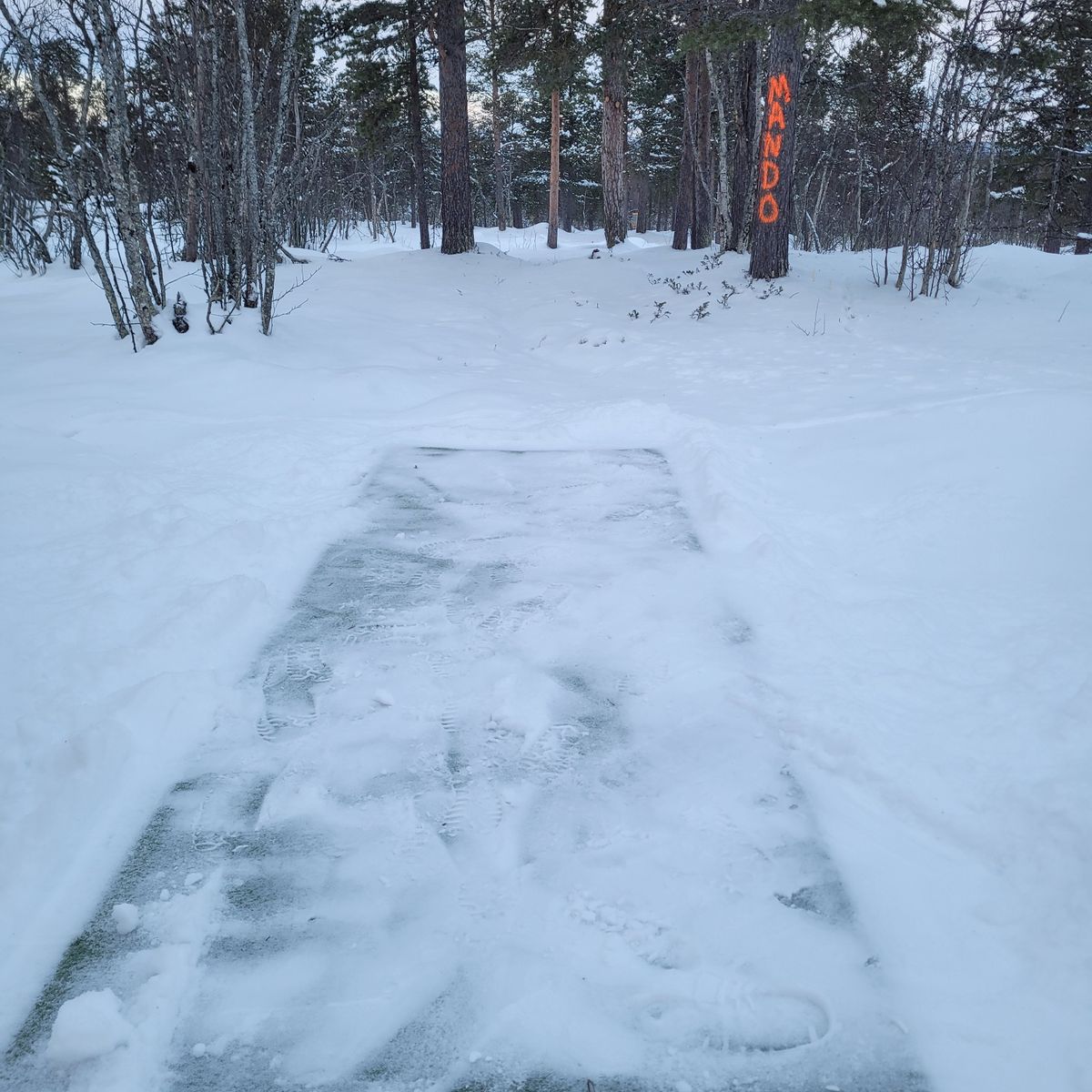 Hål 15 i vinter skrud.