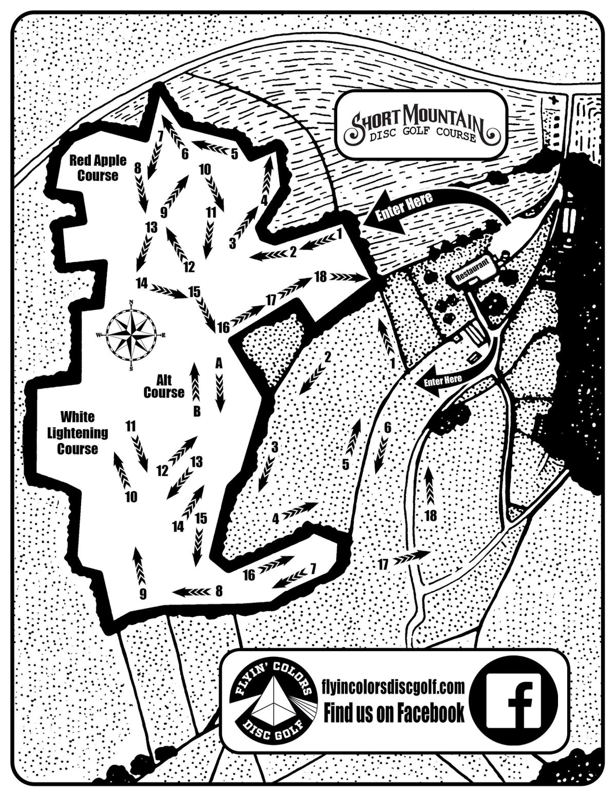 Both course maps. White area is the 30 hole layout.