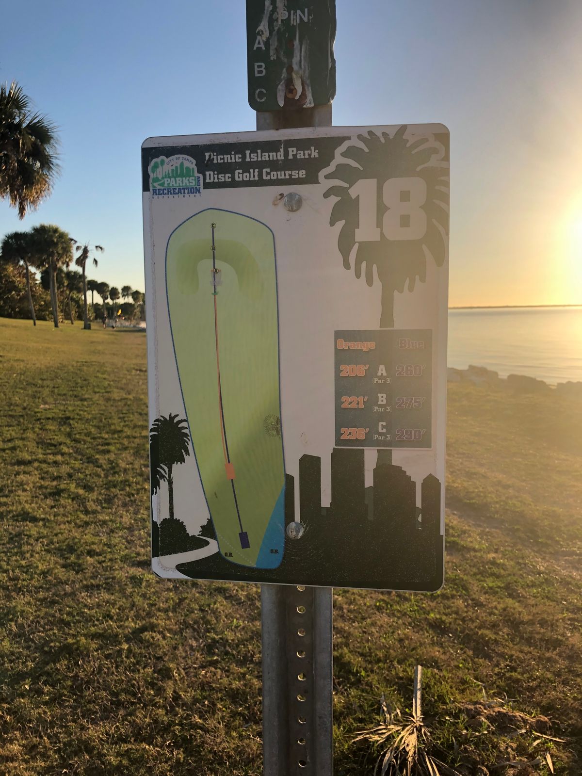 Hole 18 sign.