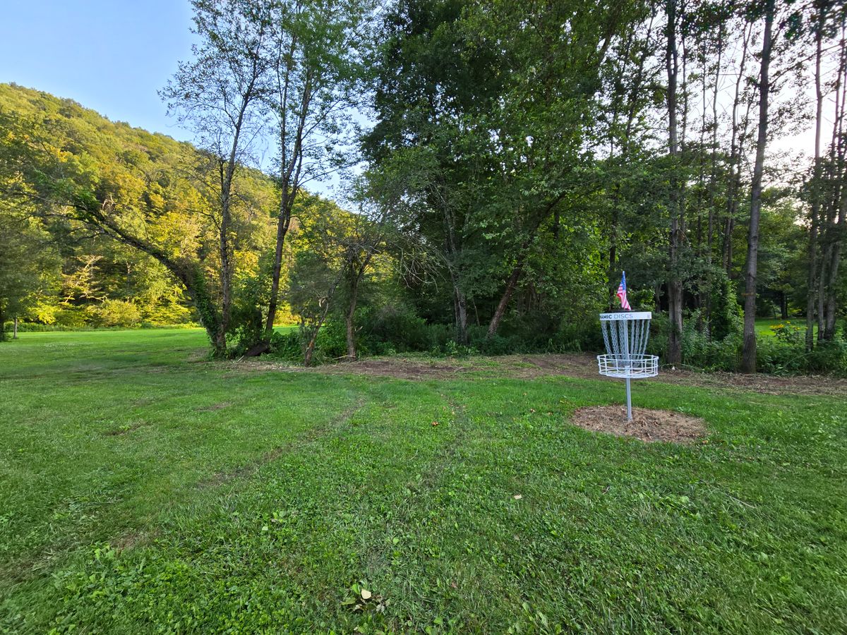Hole 12 view from basket to tee