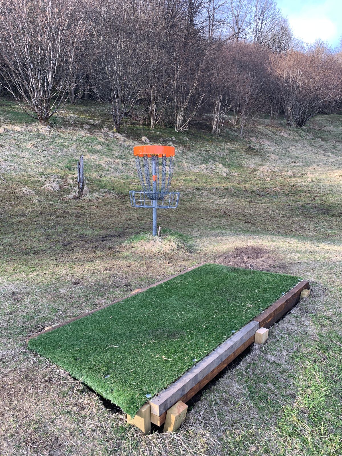 Ny tee pad ved oransj korg