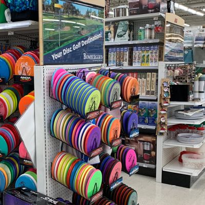 Impressive disc selection, as well as Gyropalloza boxes and MVP Black Hole baskets.  Worth the stop!