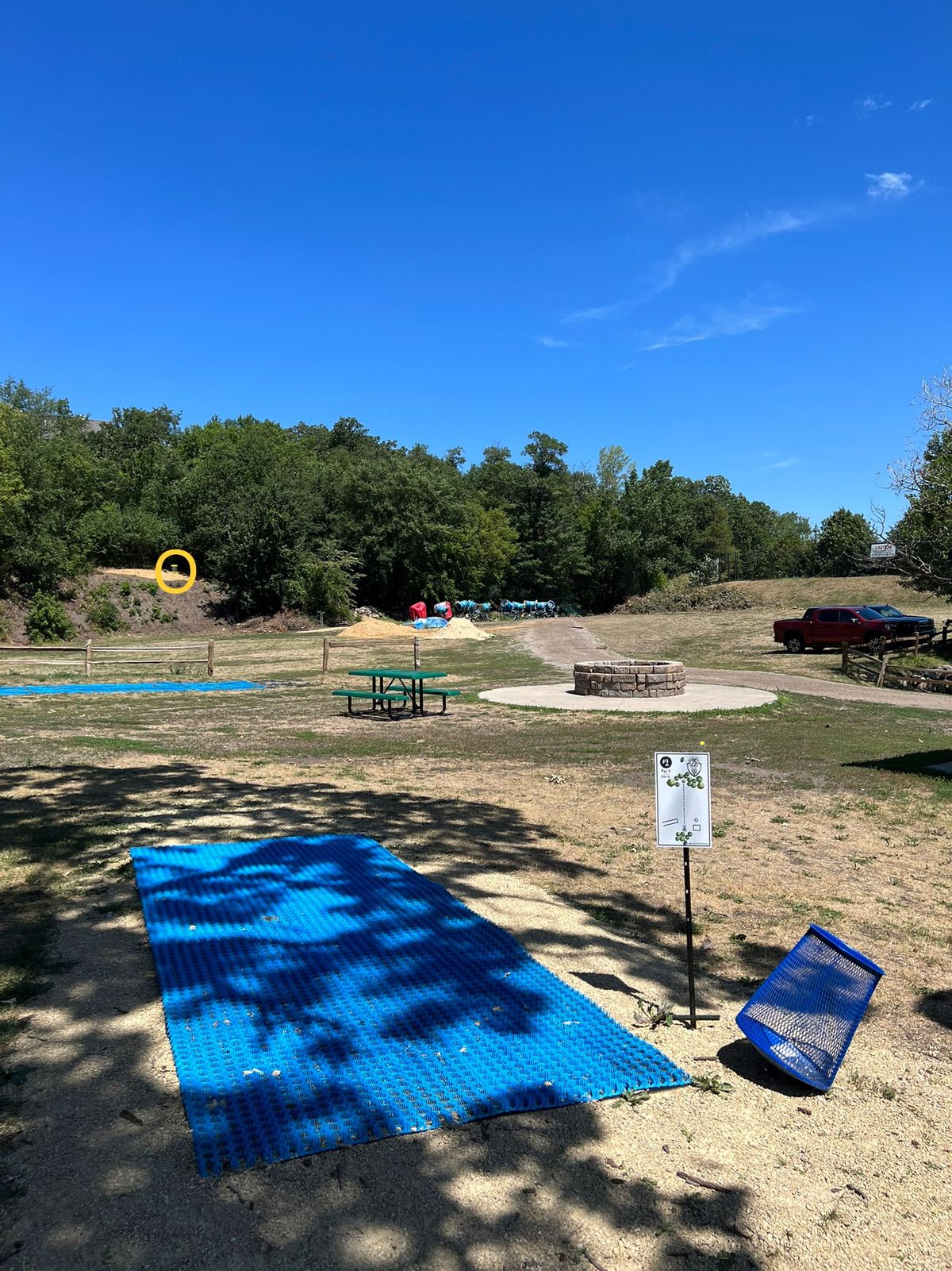 Hole 2 - Fun shot. The pin rests atop a dirt wall