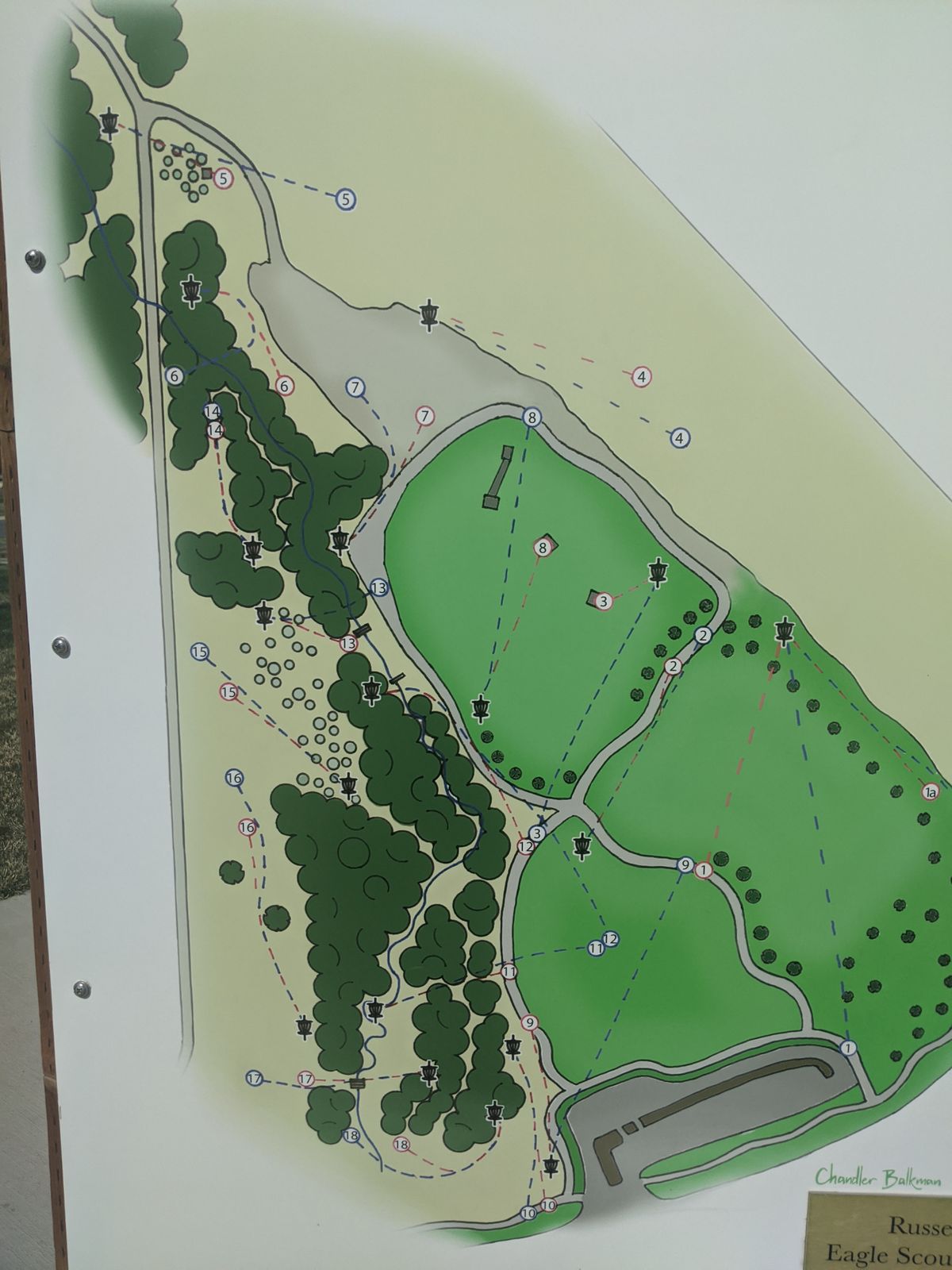 Course Map located near Tee box 1 & 1P.