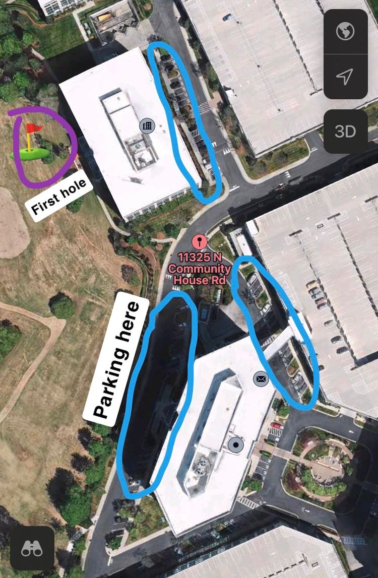 Parking map and Hole 1 location