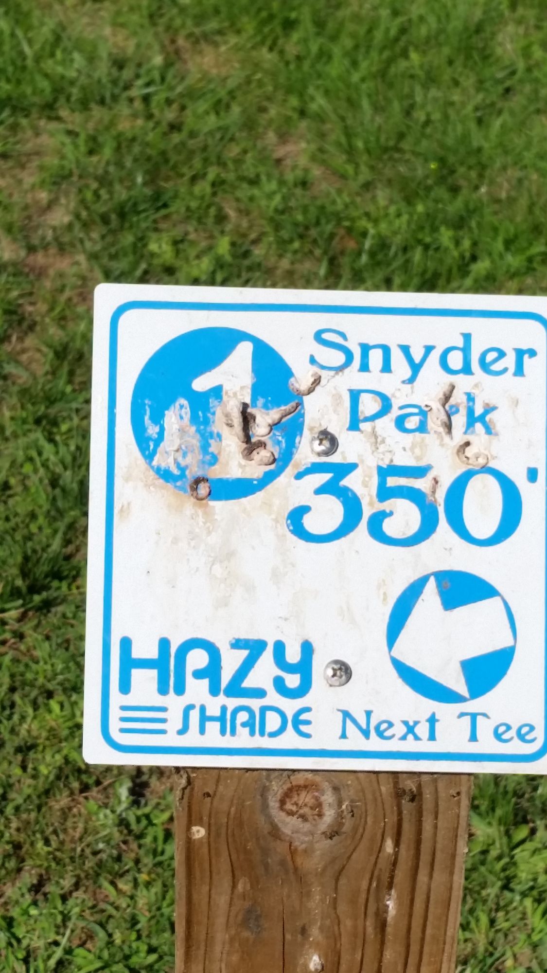 Hole 1 sign.