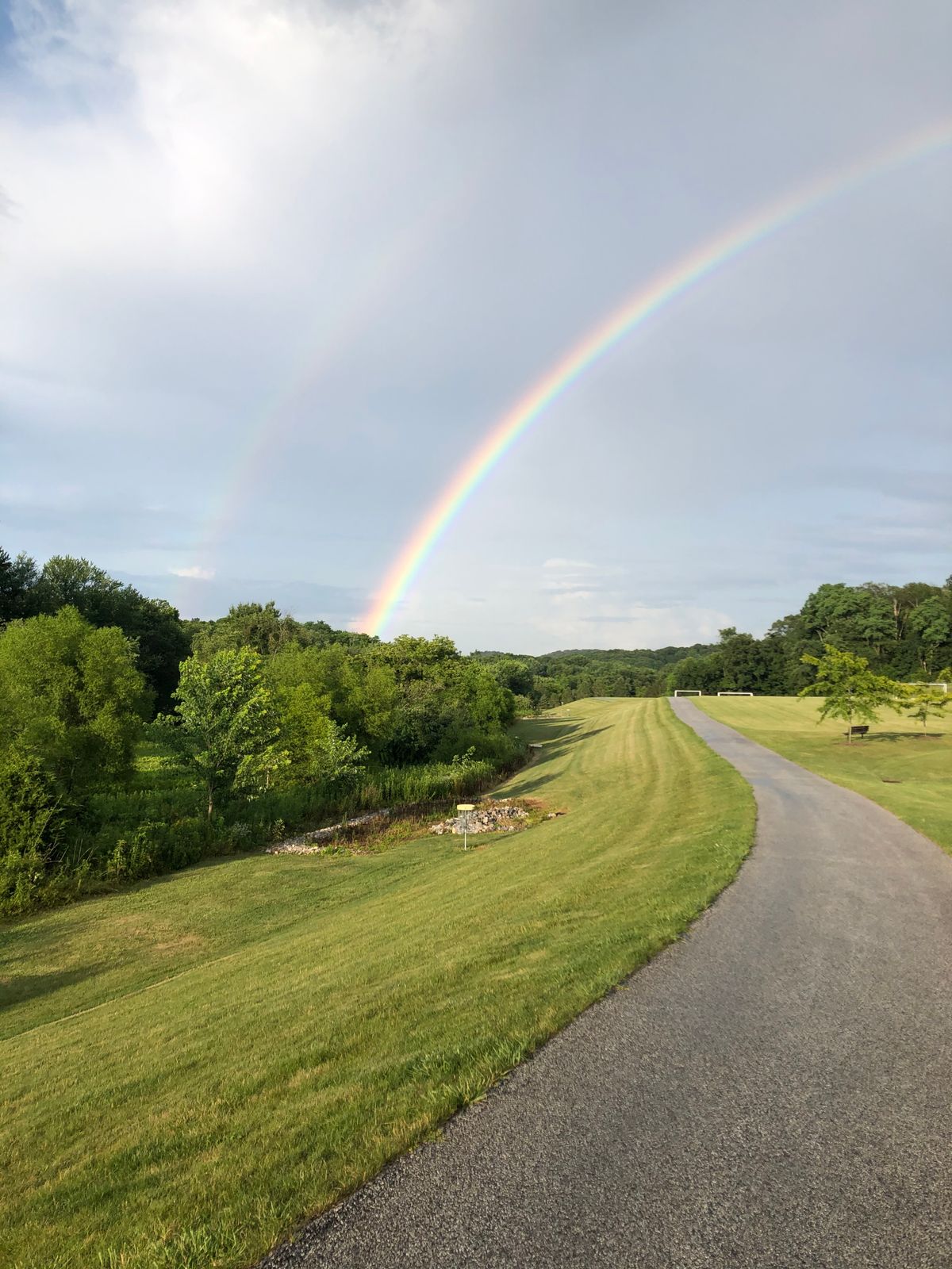 Hole 1 featuring double rainbow