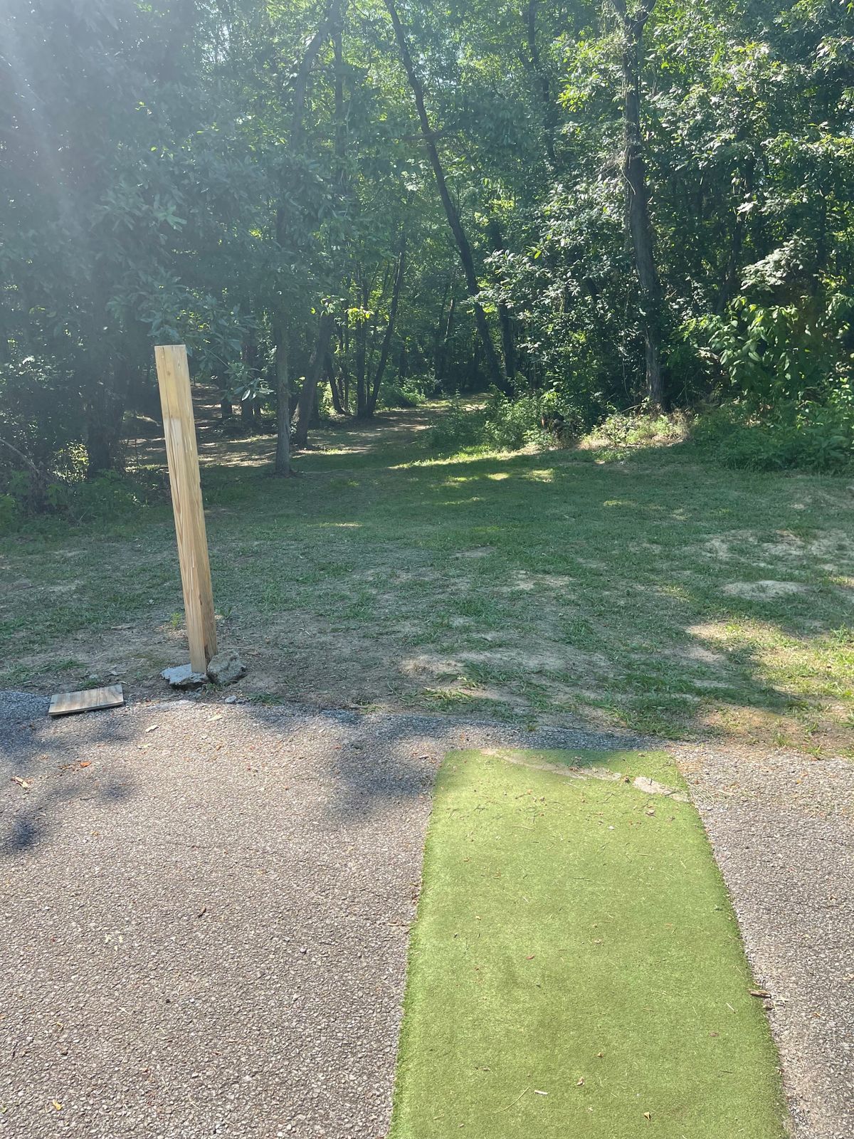 Hole 8 big forehand, basket tucked far in to the right