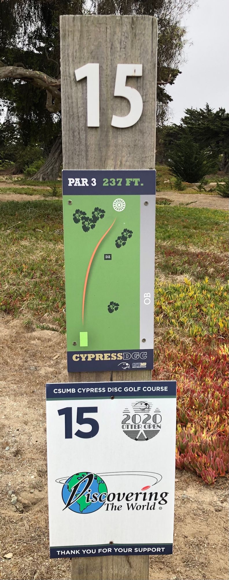 Hole 15's tee sign.