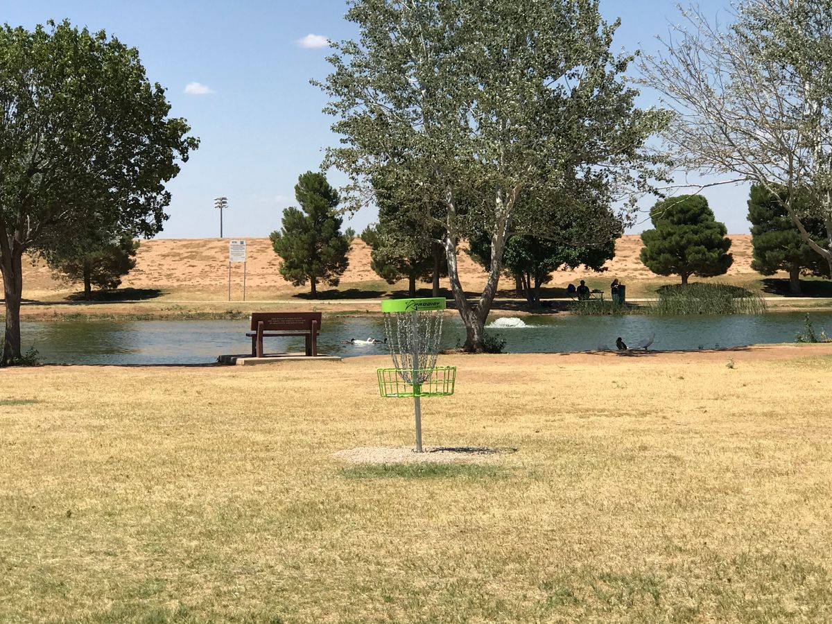 Practice basket near gazebo