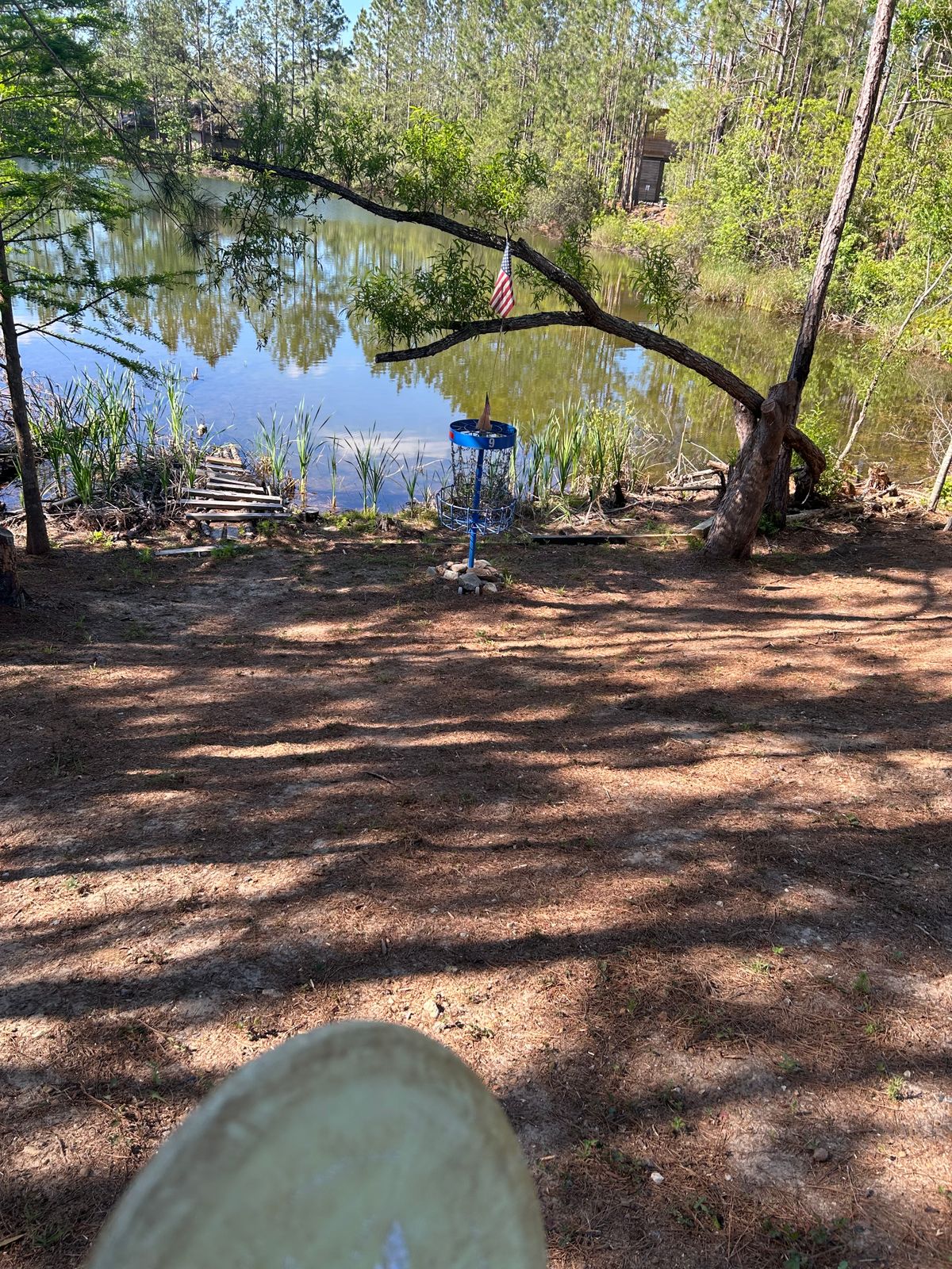 Hole 9 looking back at tee over water