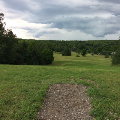 Looks like a nice meadow, but really it’s a large hill for 18 at Mountainview in Jocelyn Township.