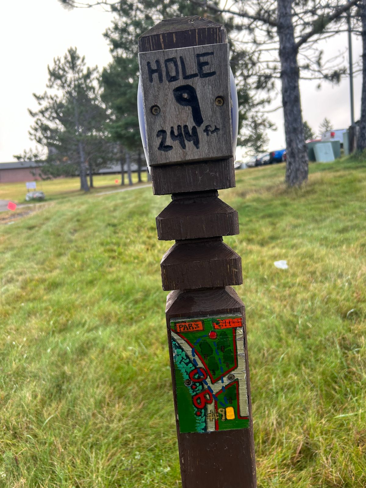 Hole 9 sign and map