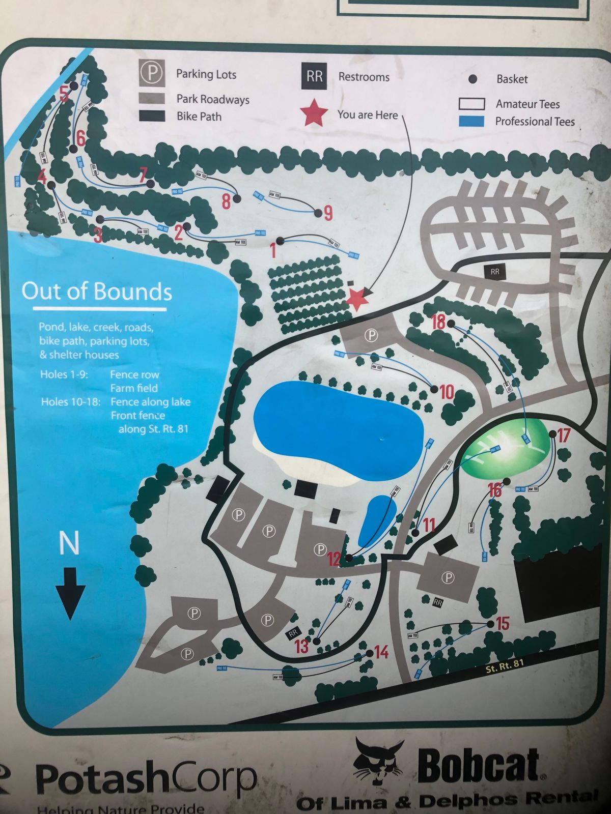 Map of the entire course. After 9 you have to cut back across the parking lot to 10.
