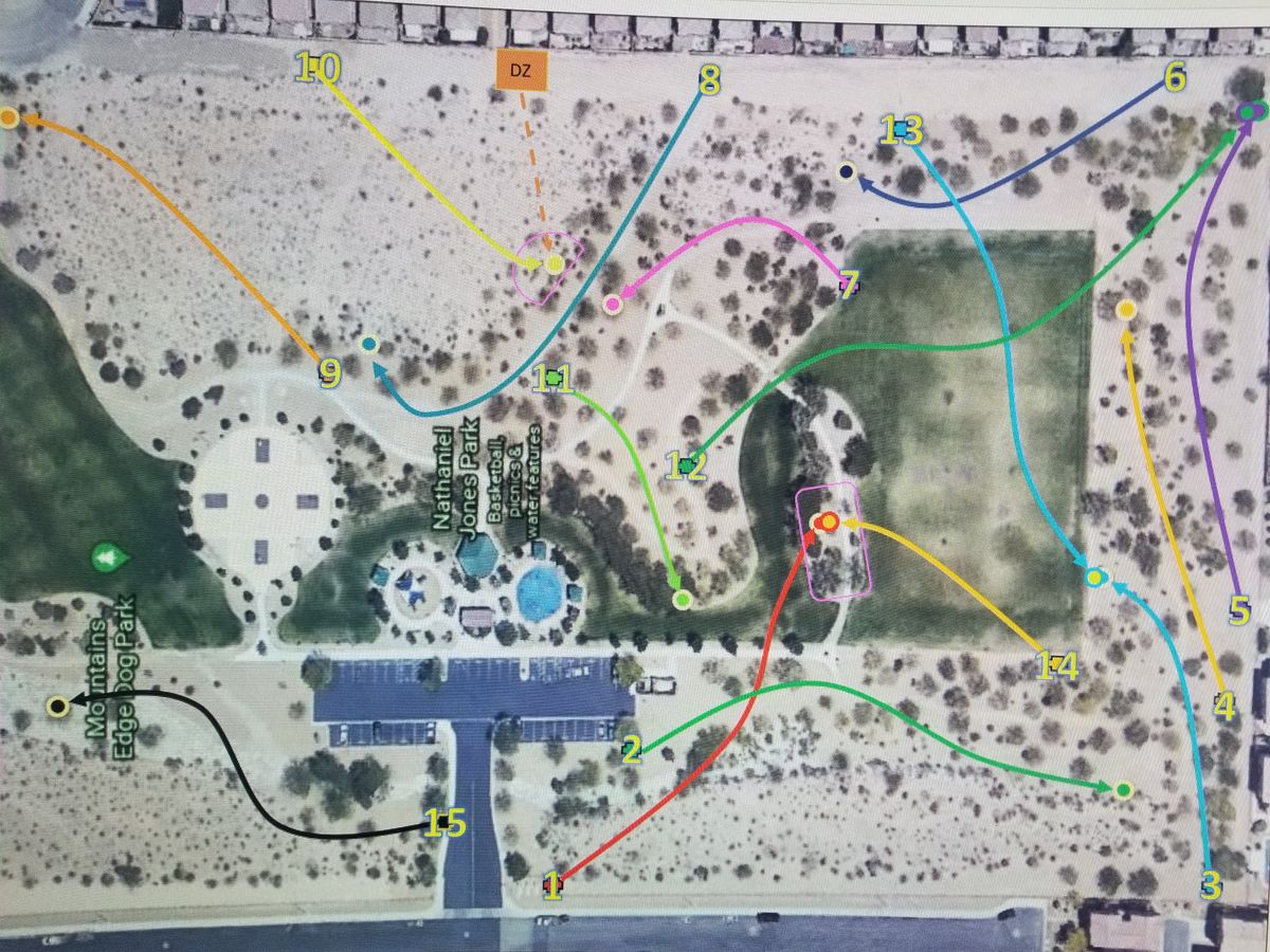As pictured, holes 12-14 are optional because the field can get busy and it would be unsafe to throw across. HOLE 15 becomes 12.