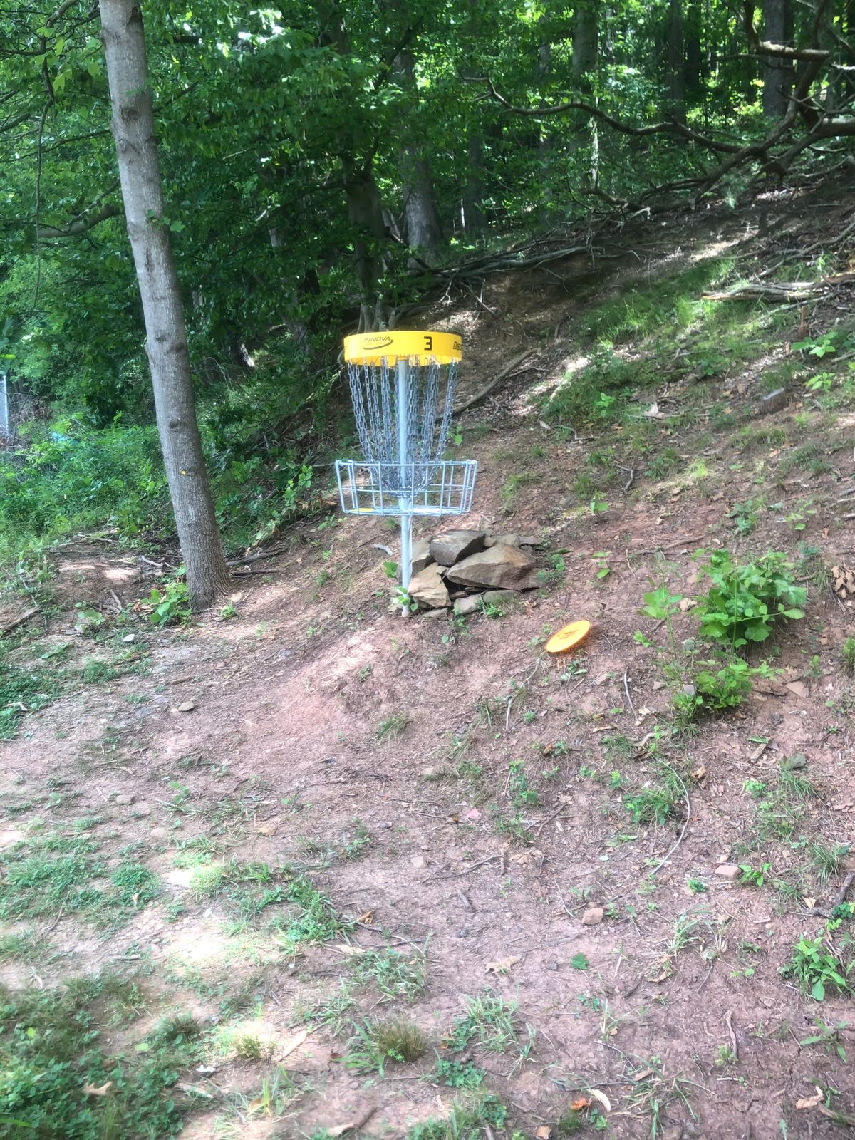 Hole 4‘s basket from the fairway