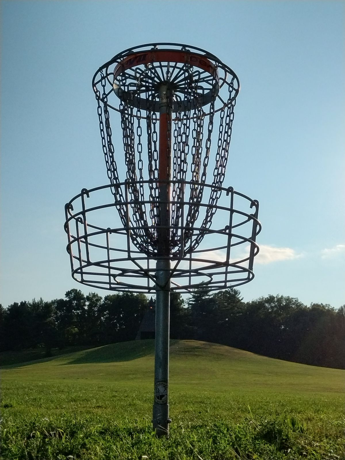 18's basket looking back up at the tee
