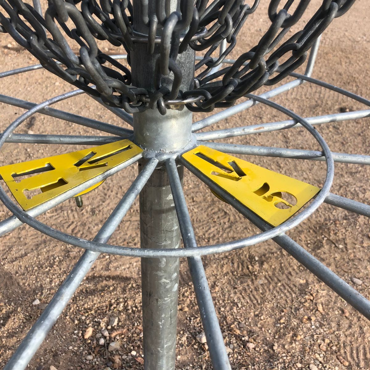 Follow the arrow to tee pad 5 or 11