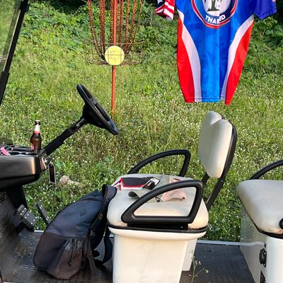 Hole 1. VIP package includes a golf cart.