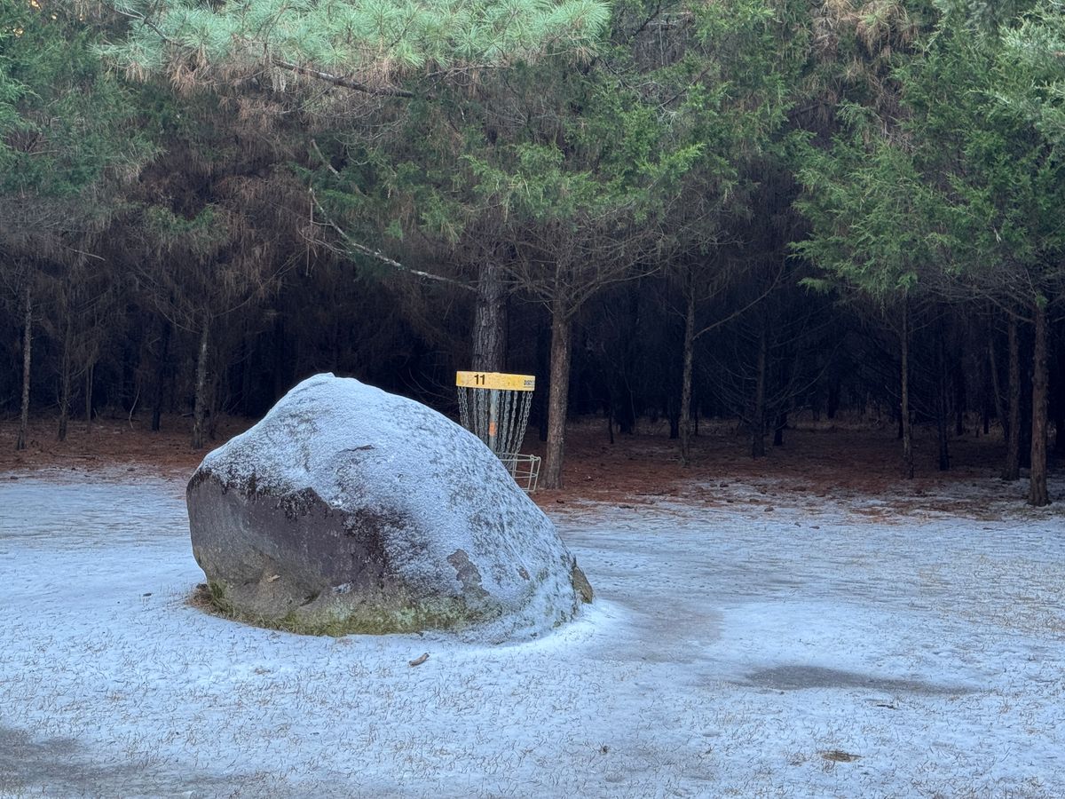 Ice covered rock on #11.