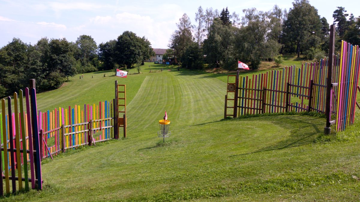 Hole 1 with a fence protecting the green