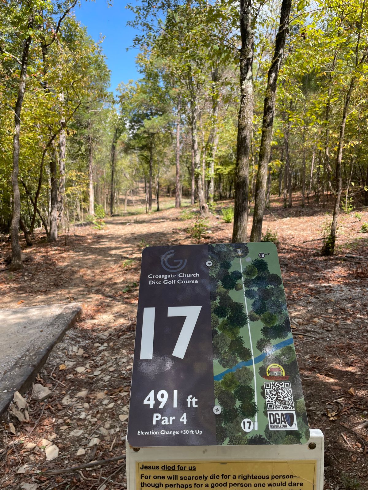 Hole 17. Very long. Straight over the creek then up to the left.