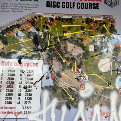 New course layout as baskets are marked today. Sounds like it is still being perfected.