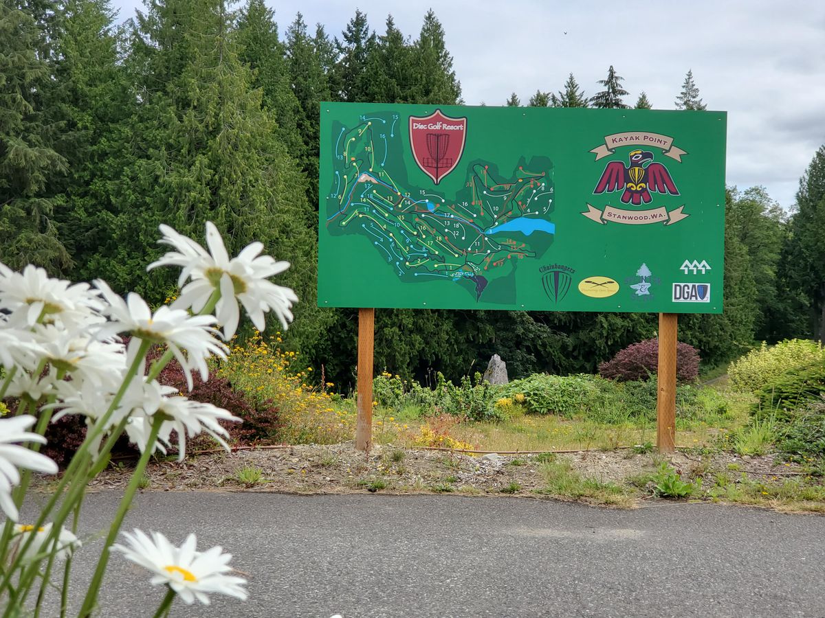 Main sign with all 5 course layouts (3 currently in ground).