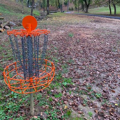 Looking back at the teepad on hole 12. Shortest hole in the course. Great for ace runs.