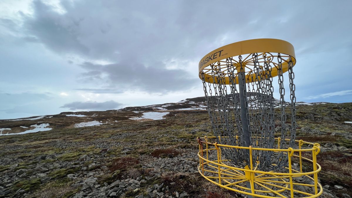 basket overlooking hills behind Drangnes