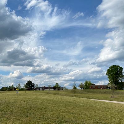 Practice tees from parking lot.