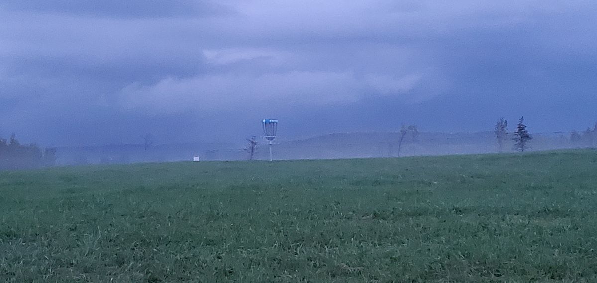 Basket 13 on a foggy evening