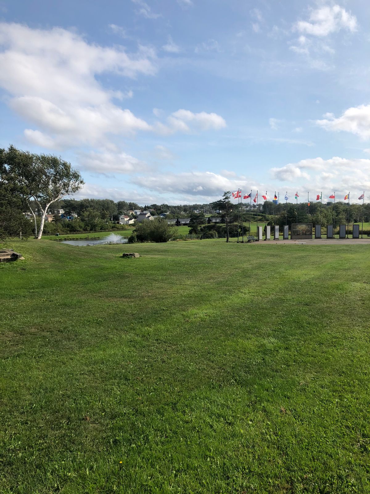 Colliery Lands, monument and pond/fountain