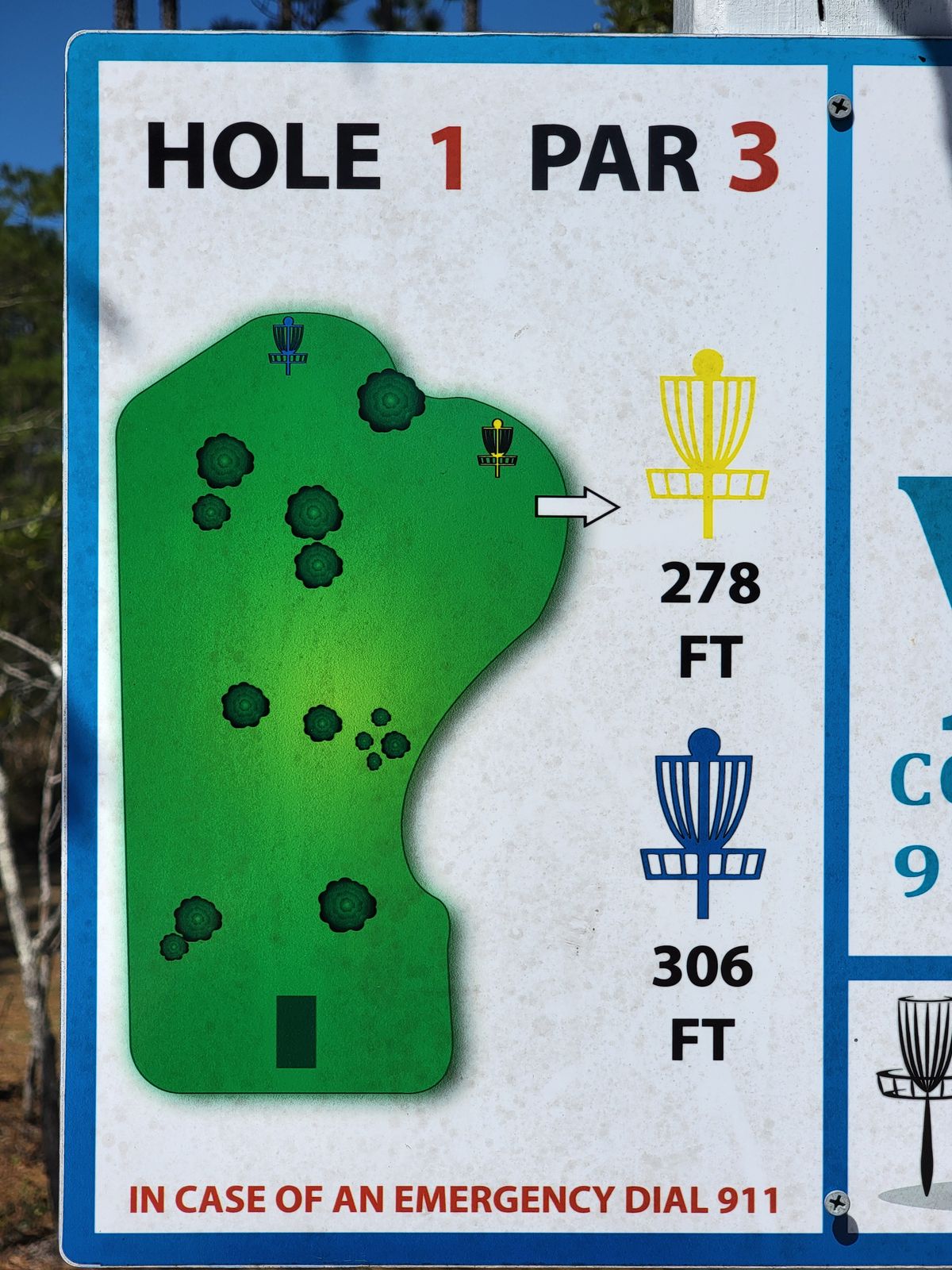 Hole 1 tee sign