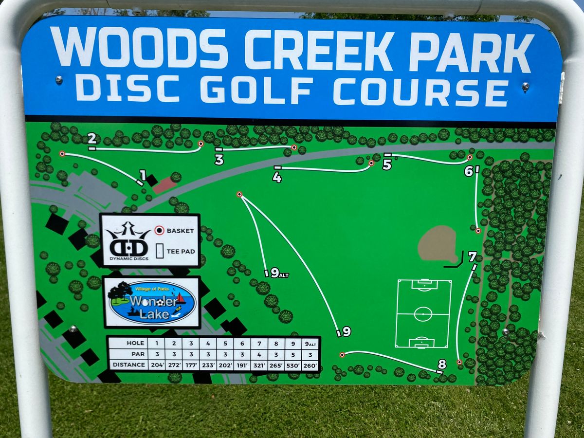 Course map at parking lot - practice basket included