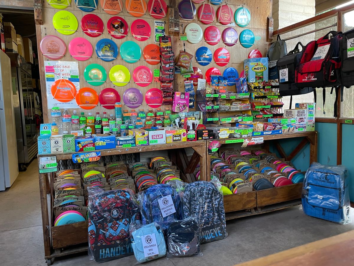 Course shop has a wide variety of discs to choose from. Staff is very friendly and helpful.