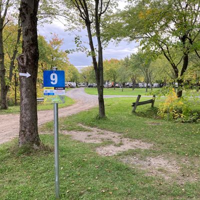 Départ #9, sur le terrain de l’autre côté du ruisseau et chemin de gravier