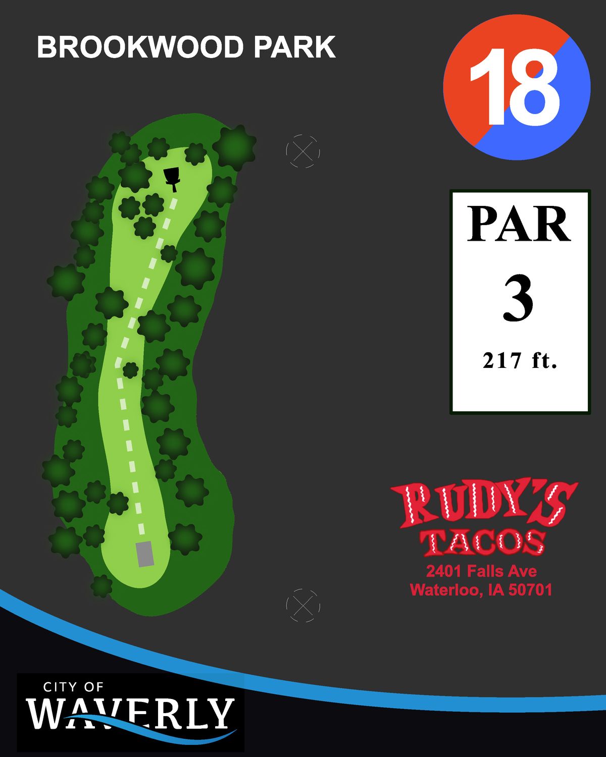 Hole 18 combined teepad sign