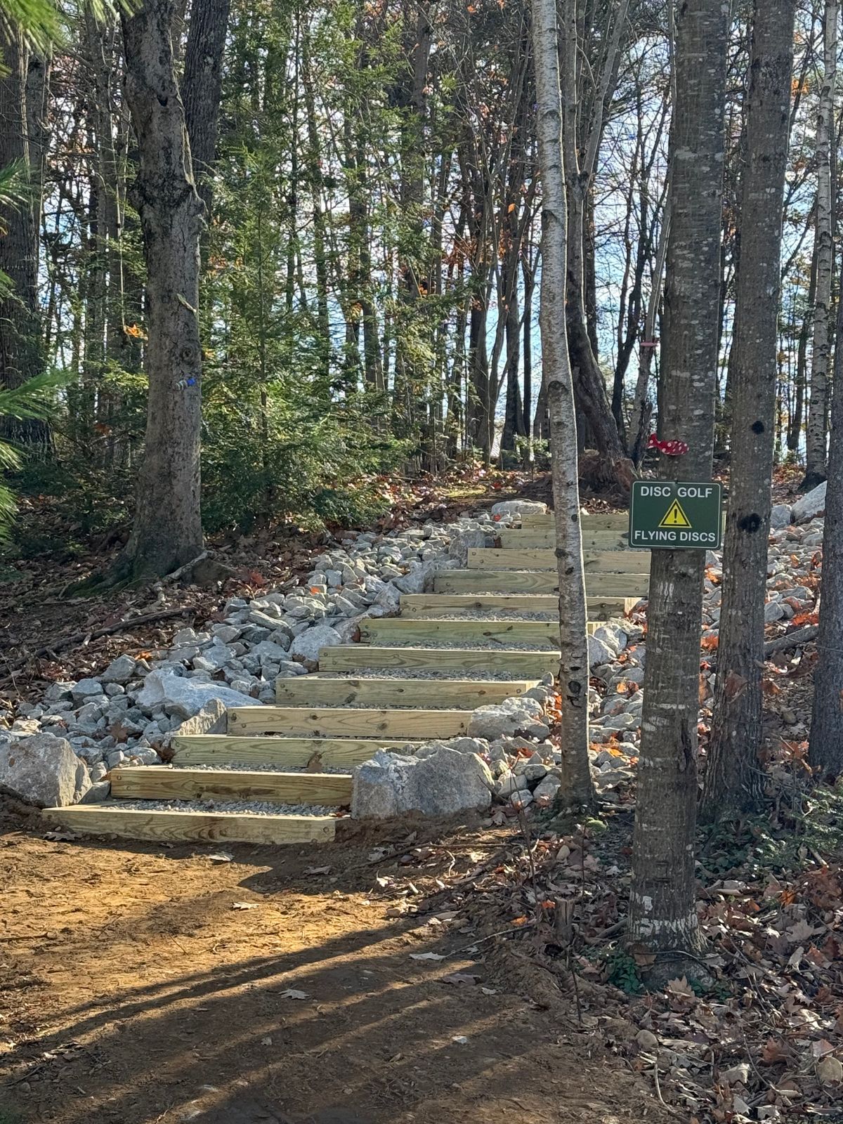 Awesome new staircase makes the hill leading down to the 8th basket much more pleasant!